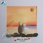 Personalized Couple Pebble Art, Wedding Gift for Couple, Anniversary Gift For Girlfriend / Wife / Husband, Pebble Painting, Pebble Art Gift - Image 2