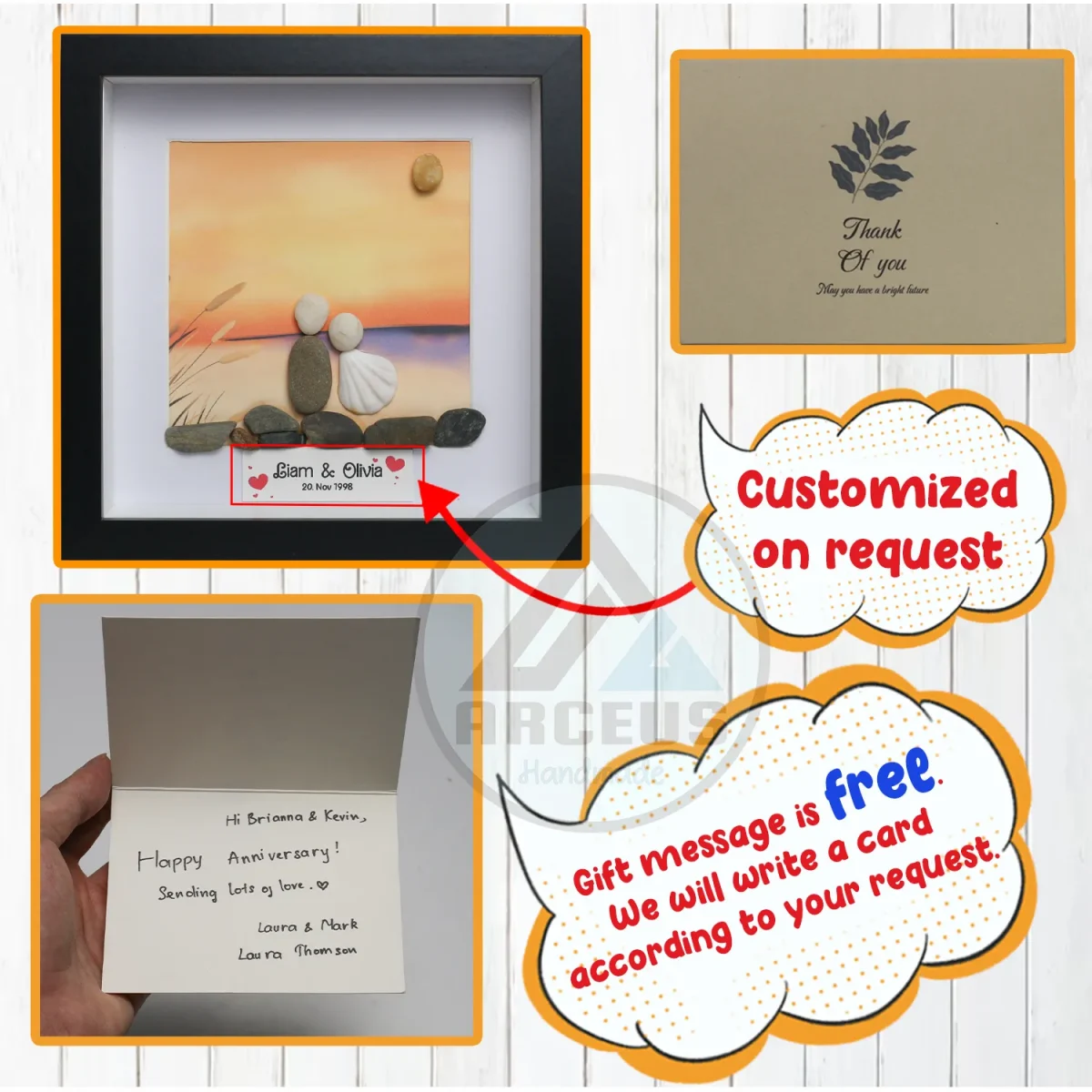 Personalized Couple Pebble Art, Wedding Gift for Couple, Anniversary Gift For Girlfriend / Wife / Husband, Pebble Painting, Pebble Art Gift - Image 3