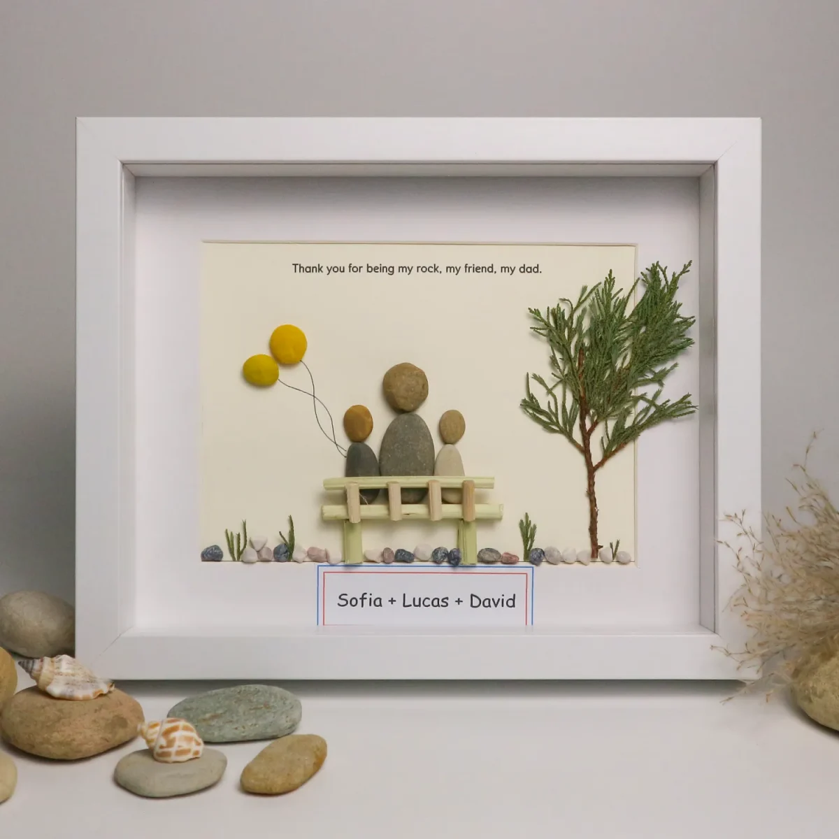Personalized Father's Day Pebble Art, Unique Birthday Gift for Dad, Dad's Birthday Gift, Pebble Art for Dad, Father's Day Pebble Artwork - Image 1