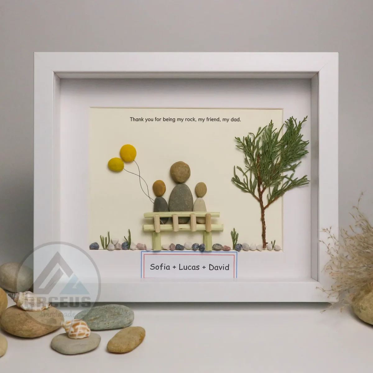 Personalized Father's Day Pebble Art, Unique Birthday Gift for Dad, Dad's Birthday Gift, Pebble Art for Dad, Father's Day Pebble Artwork - Image 6