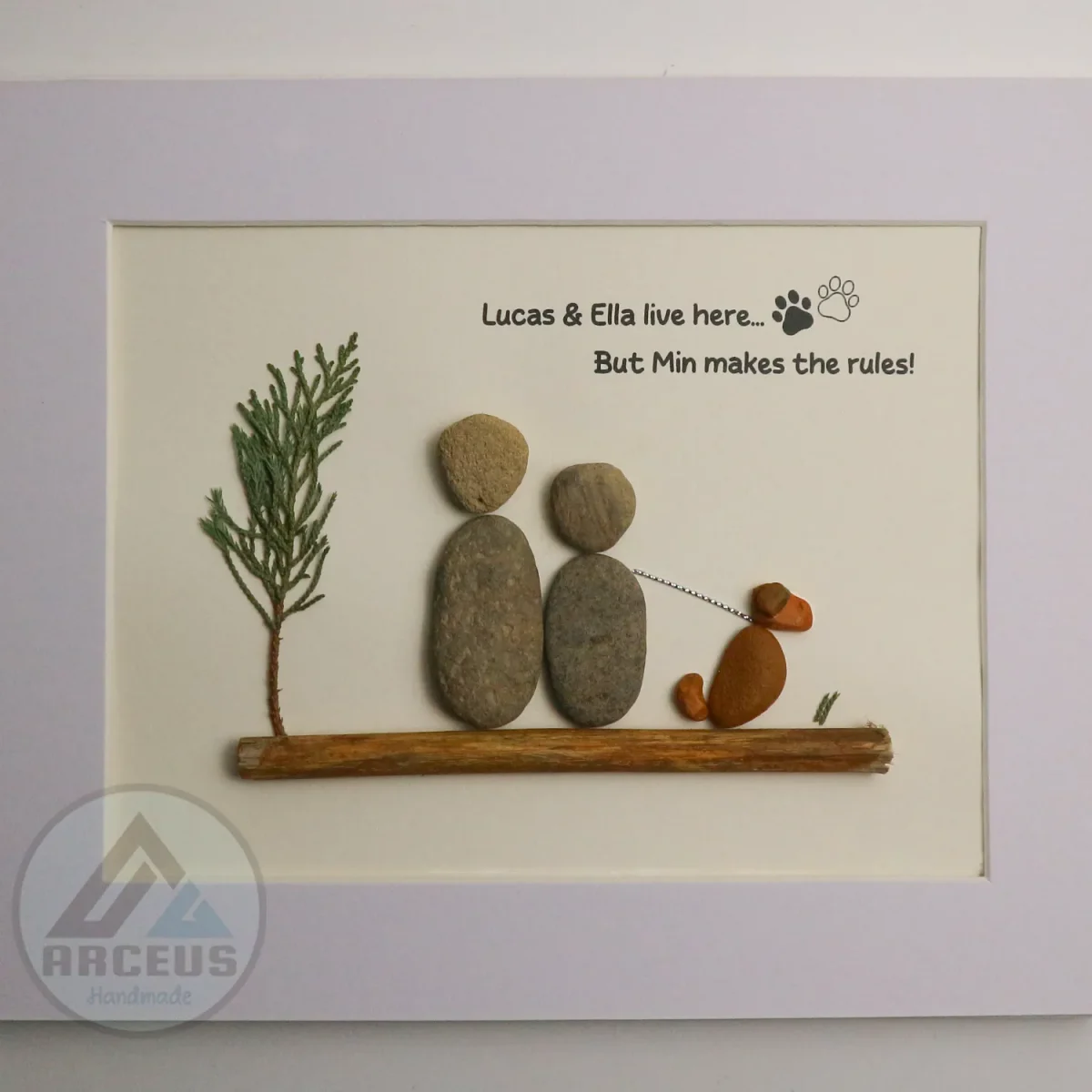 Personalized Couple With Dog Pebble Art, Wedding Anniversary Pebble Art, Pebble Art For Valentine Gifts, Gift for Couple, Wedding Gifts - Image 2