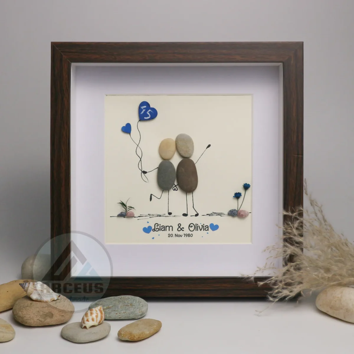 Personalised Sapphire Wedding Anniversary Pebble Picture - Framed Anniversary Pebble Art Gift - 50th Wedding Anniversary - Anniversary Gifts - Image 4