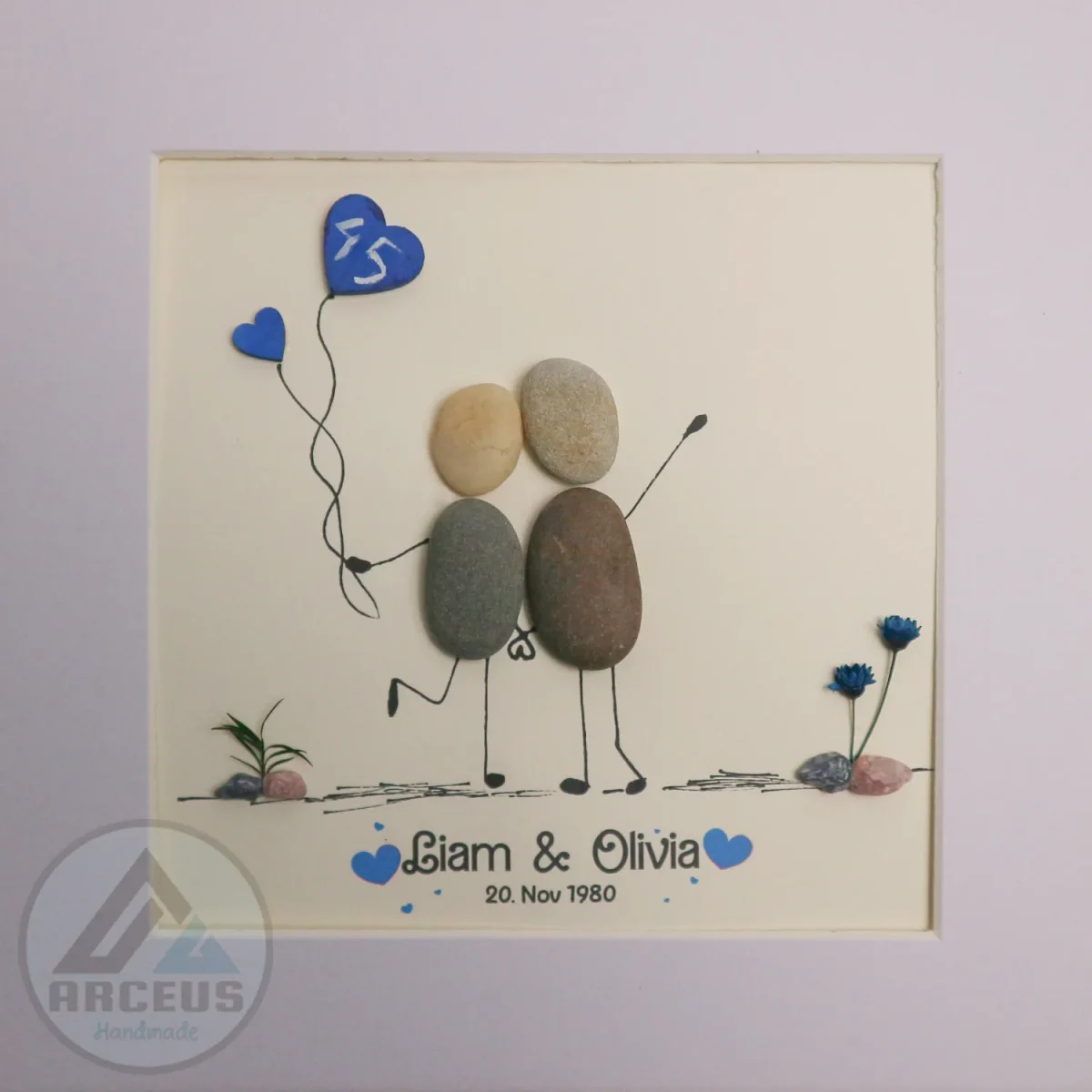 Personalised Sapphire Wedding Anniversary Pebble Picture - Framed Anniversary Pebble Art Gift - 50th Wedding Anniversary - Anniversary Gifts - Image 2