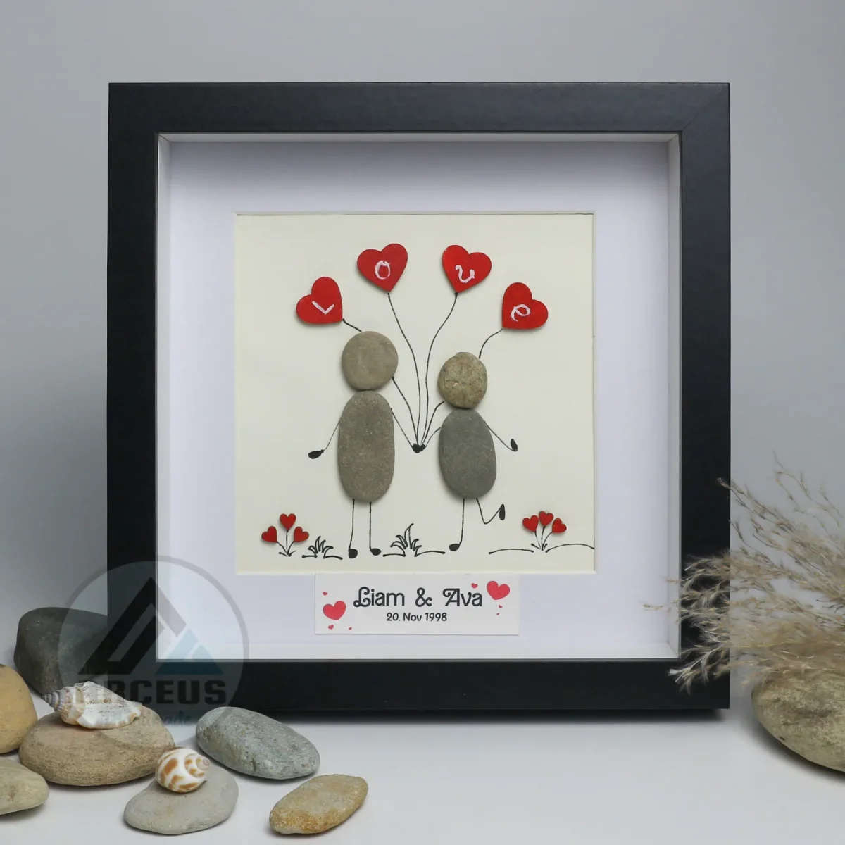Personalized Wedding Anniversary Pebble Art, Couple Pebble Art, Anniversary Present for Him or Her, Pebble Art Gift, Pebble Painting - Image 6