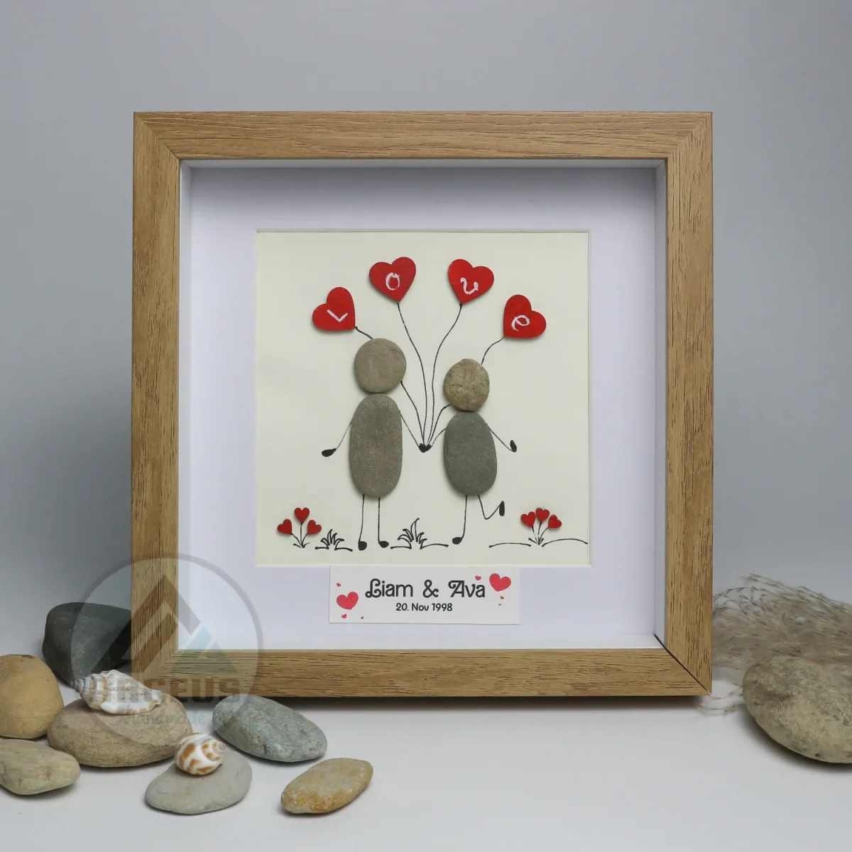 Personalized Wedding Anniversary Pebble Art, Couple Pebble Art, Anniversary Present for Him or Her, Pebble Art Gift, Pebble Painting - Image 4