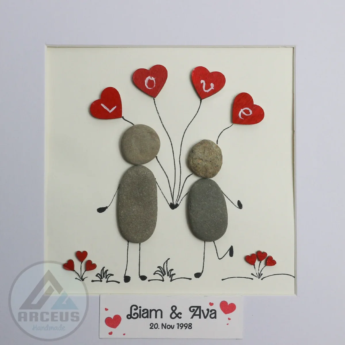 Personalized Wedding Anniversary Pebble Art, Couple Pebble Art, Anniversary Present for Him or Her, Pebble Art Gift, Pebble Painting - Image 2