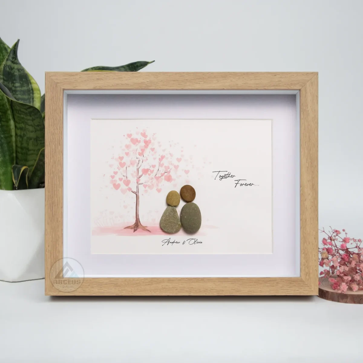 Personalized Couple Pebble Art, Wedding Gift for Couple, Anniversary Gift For Girlfriend / Wife / Husband, Pebble Painting, Pebble Art Gift - Image 5