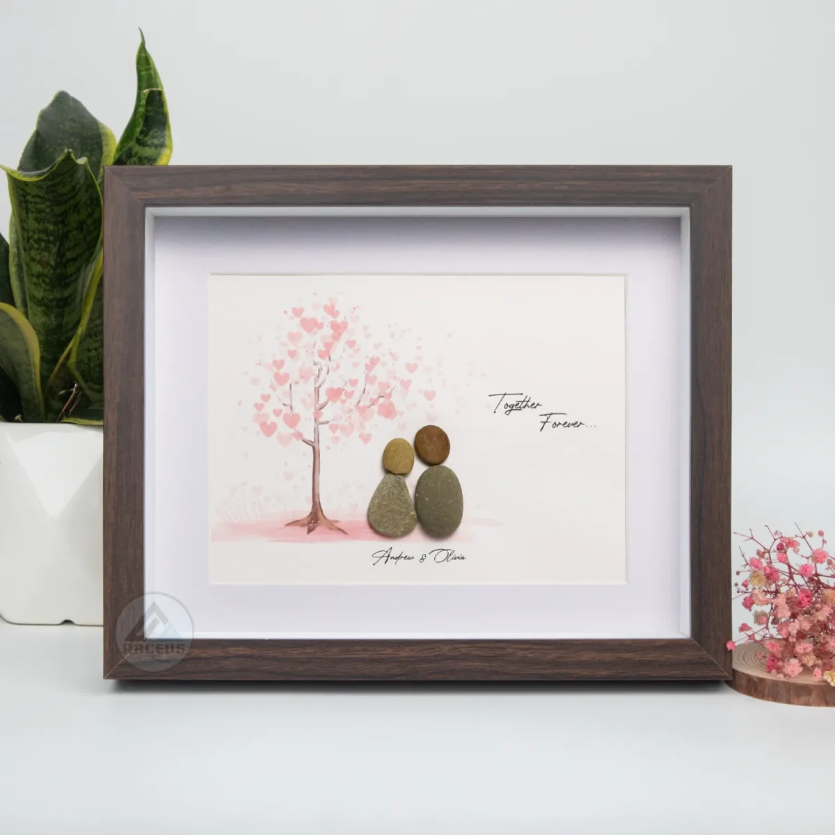 Personalized Couple Pebble Art, Wedding Gift for Couple, Anniversary Gift For Girlfriend / Wife / Husband, Pebble Painting, Pebble Art Gift - Image 4