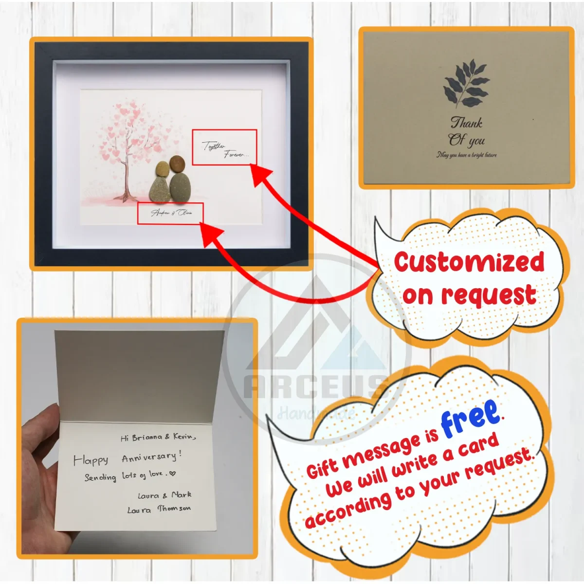 Personalized Couple Pebble Art, Wedding Gift for Couple, Anniversary Gift For Girlfriend / Wife / Husband, Pebble Painting, Pebble Art Gift - Image 3