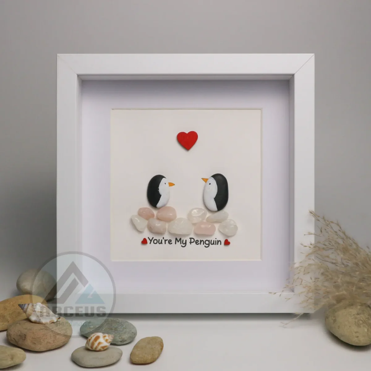You Are My Penguin Gift, Penguin Love Pebble Art | Penguin Art For Boyfriend, Girlfriend, Husband, Wife Romantic Gift Unique - Image 1