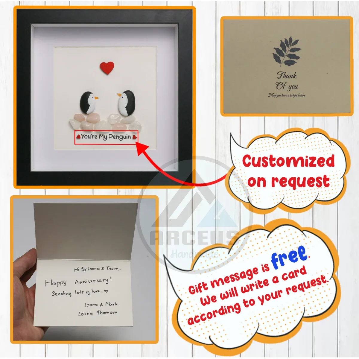 You Are My Penguin Gift, Penguin Love Pebble Art | Penguin Art For Boyfriend, Girlfriend, Husband, Wife Romantic Gift Unique - Image 3