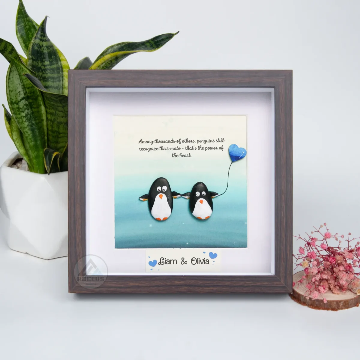 You Are My Penguin Gift, Penguin Love Pebble Art | Penguin Art For Boyfriend, Girlfriend, Husband, Wife Romantic Gift Unique - Image 4