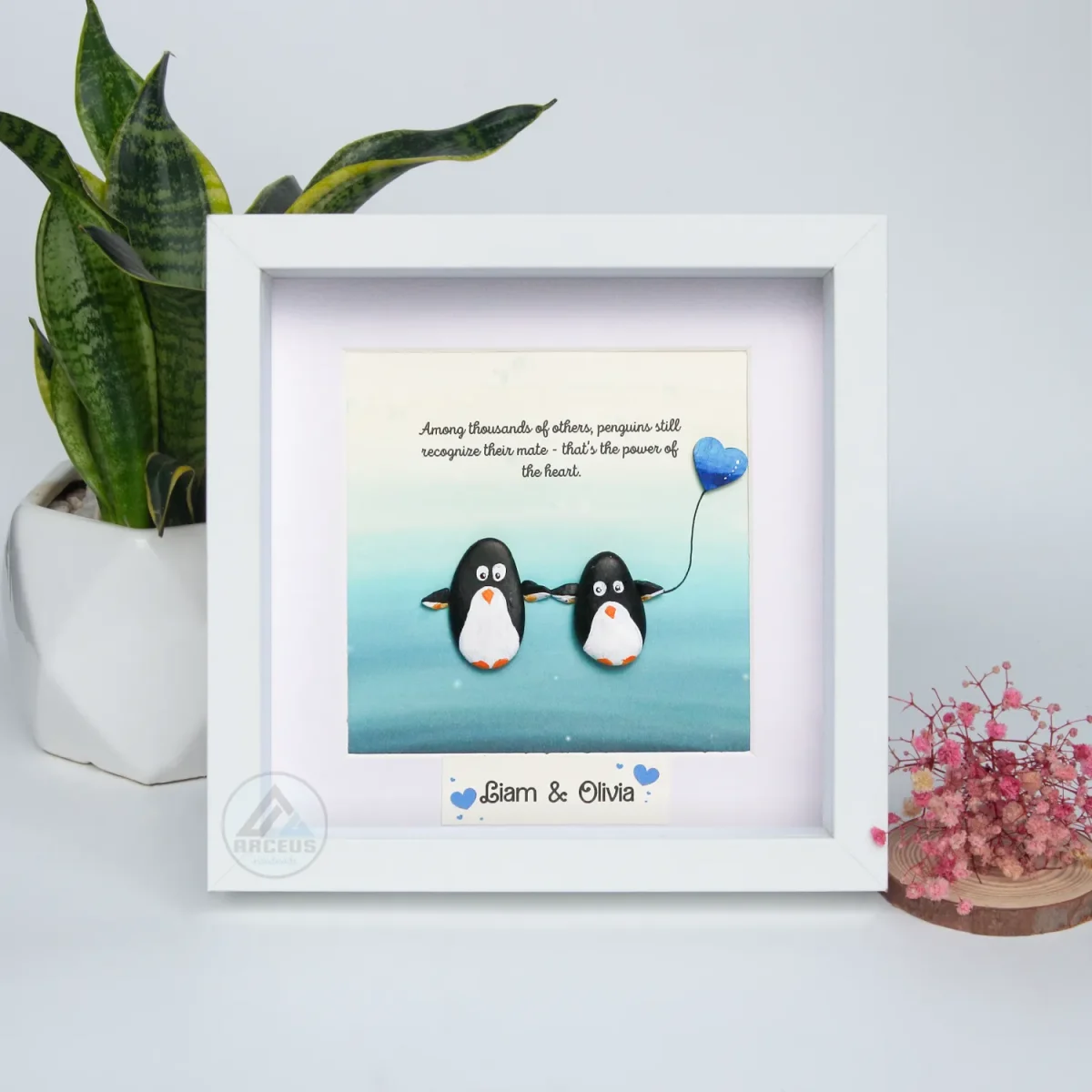 You Are My Penguin Gift, Penguin Love Pebble Art | Penguin Art For Boyfriend, Girlfriend, Husband, Wife Romantic Gift Unique - Image 1