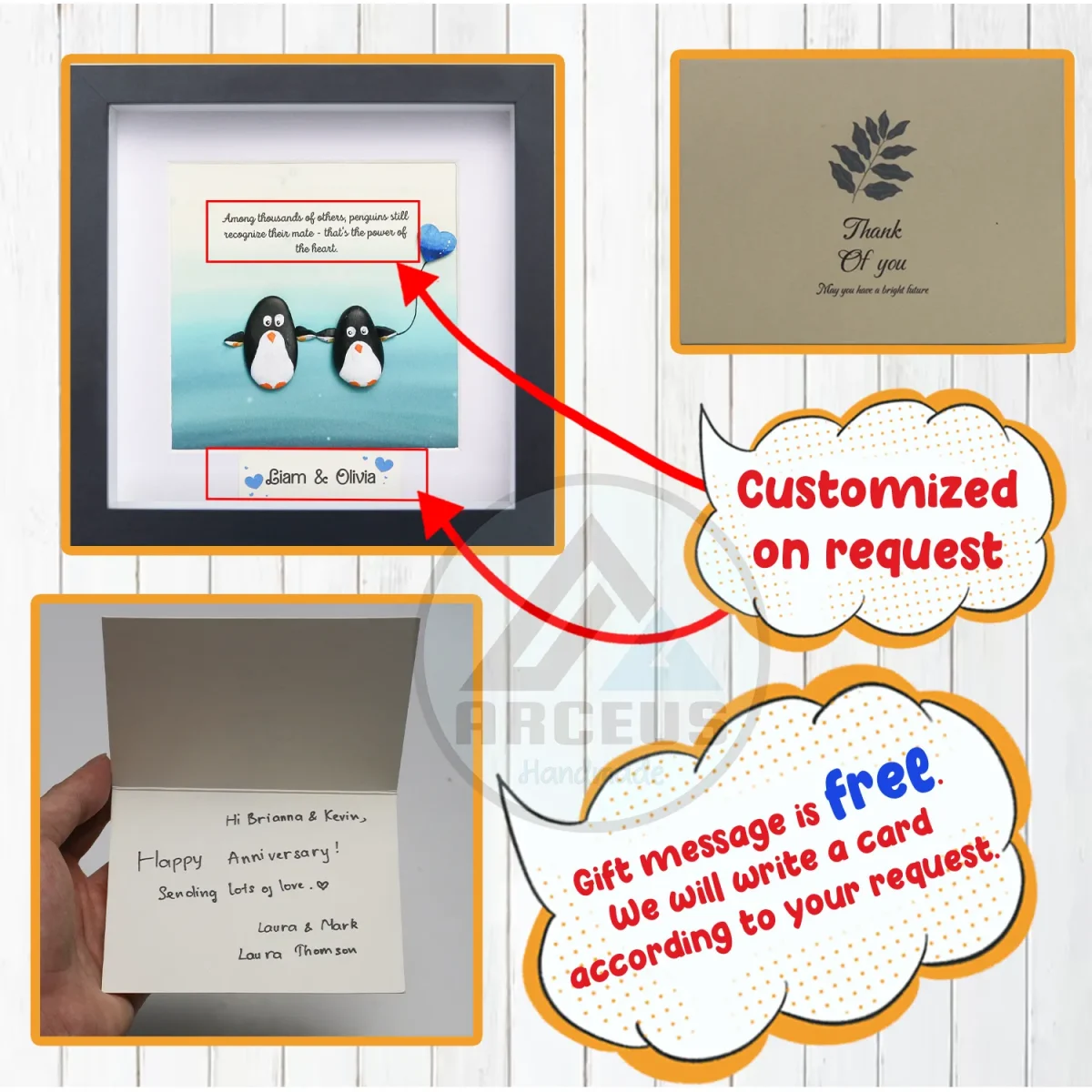 You Are My Penguin Gift, Penguin Love Pebble Art | Penguin Art For Boyfriend, Girlfriend, Husband, Wife Romantic Gift Unique - Image 3