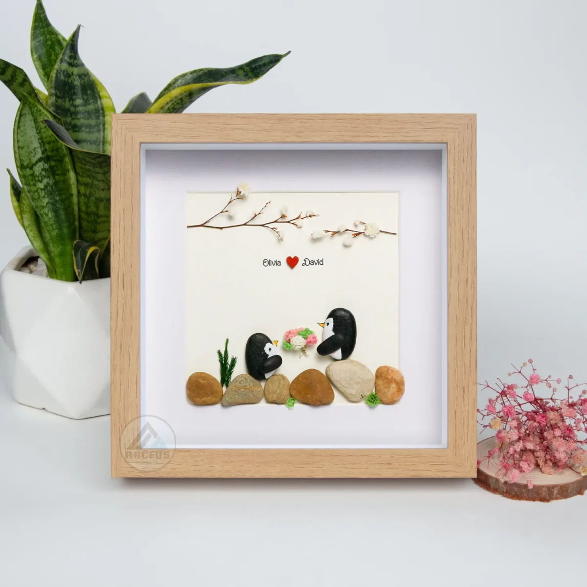 You Are My Penguin Gift, Penguin Love Pebble Art | Penguin Art For Boyfriend, Girlfriend, Husband, Wife Romantic Gift Unique - Image 5