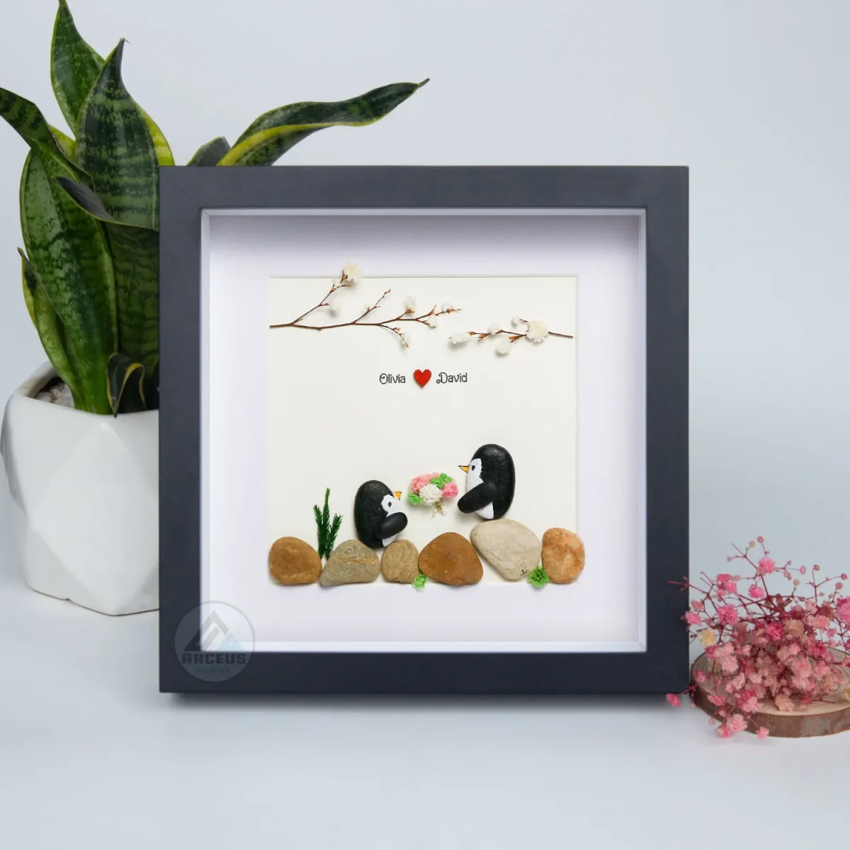 You Are My Penguin Gift, Penguin Love Pebble Art | Penguin Art For Boyfriend, Girlfriend, Husband, Wife Romantic Gift Unique - Image 2