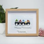 Personalized Penguin Family Pebble Art, Customized Pebble Art, Best Home Gifts, Pebble Art Gift, Pebble Art Family Love, Pebble Art - Image 4