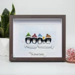 Personalized Penguin Family Pebble Art, Customized Pebble Art, Best Home Gifts, Pebble Art Gift, Pebble Art Family Love, Pebble Art - Image 2