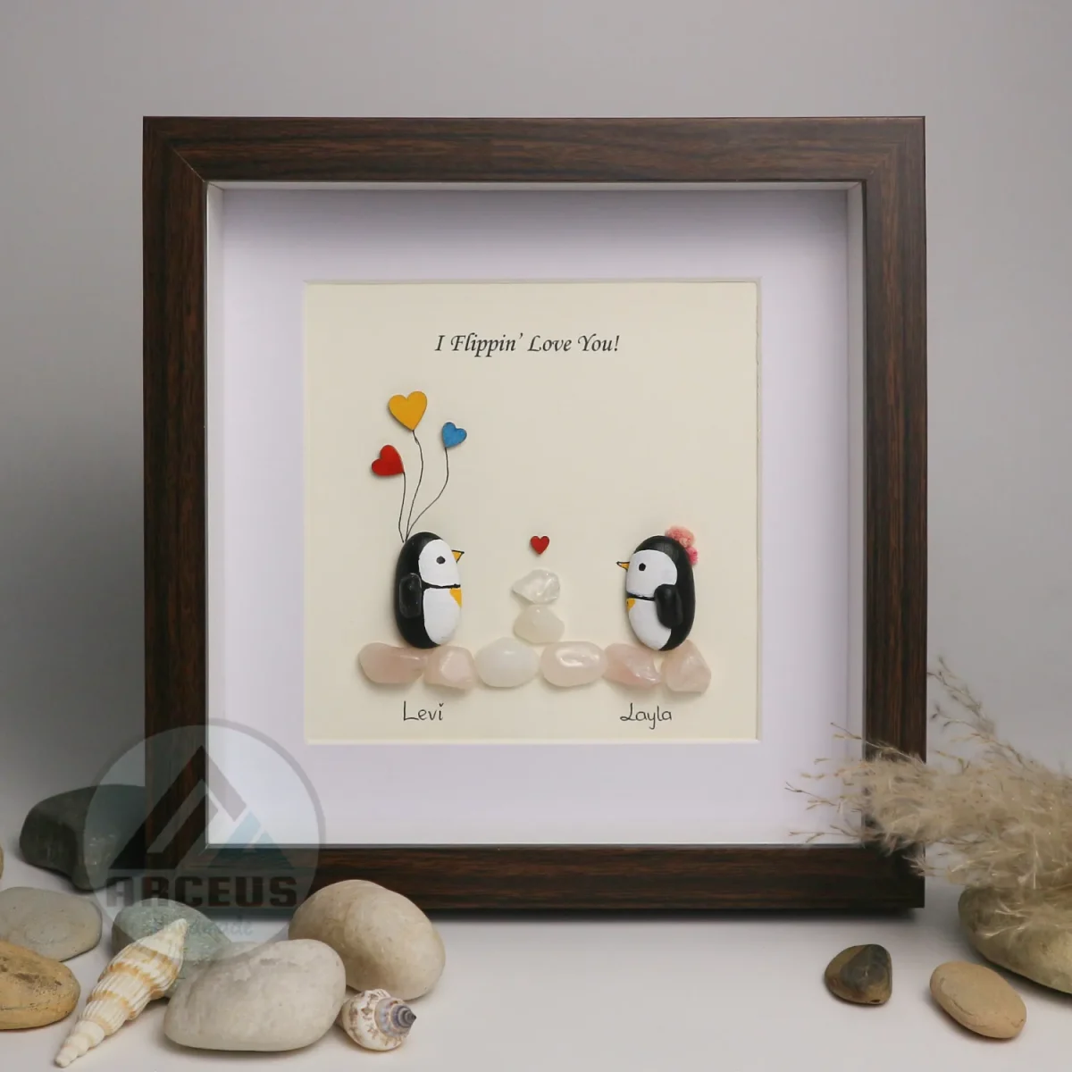 You Are My Penguin Gift, Penguin Love Pebble Art | Penguin Art For Boyfriend, Girlfriend, Husband, Wife Romantic Gift Unique - Image 5