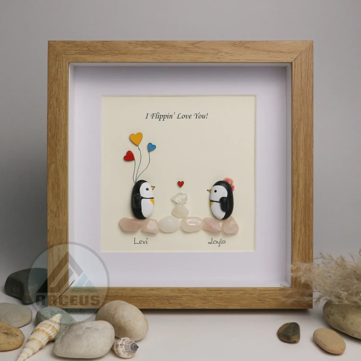 You Are My Penguin Gift, Penguin Love Pebble Art | Penguin Art For Boyfriend, Girlfriend, Husband, Wife Romantic Gift Unique - Image 4