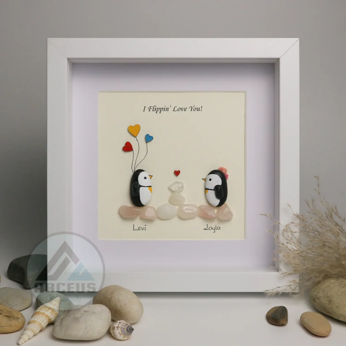 You Are My Penguin Gift, Penguin Love Pebble Art | Penguin Art For Boyfriend, Girlfriend, Husband, Wife Romantic Gift Unique - Image 1