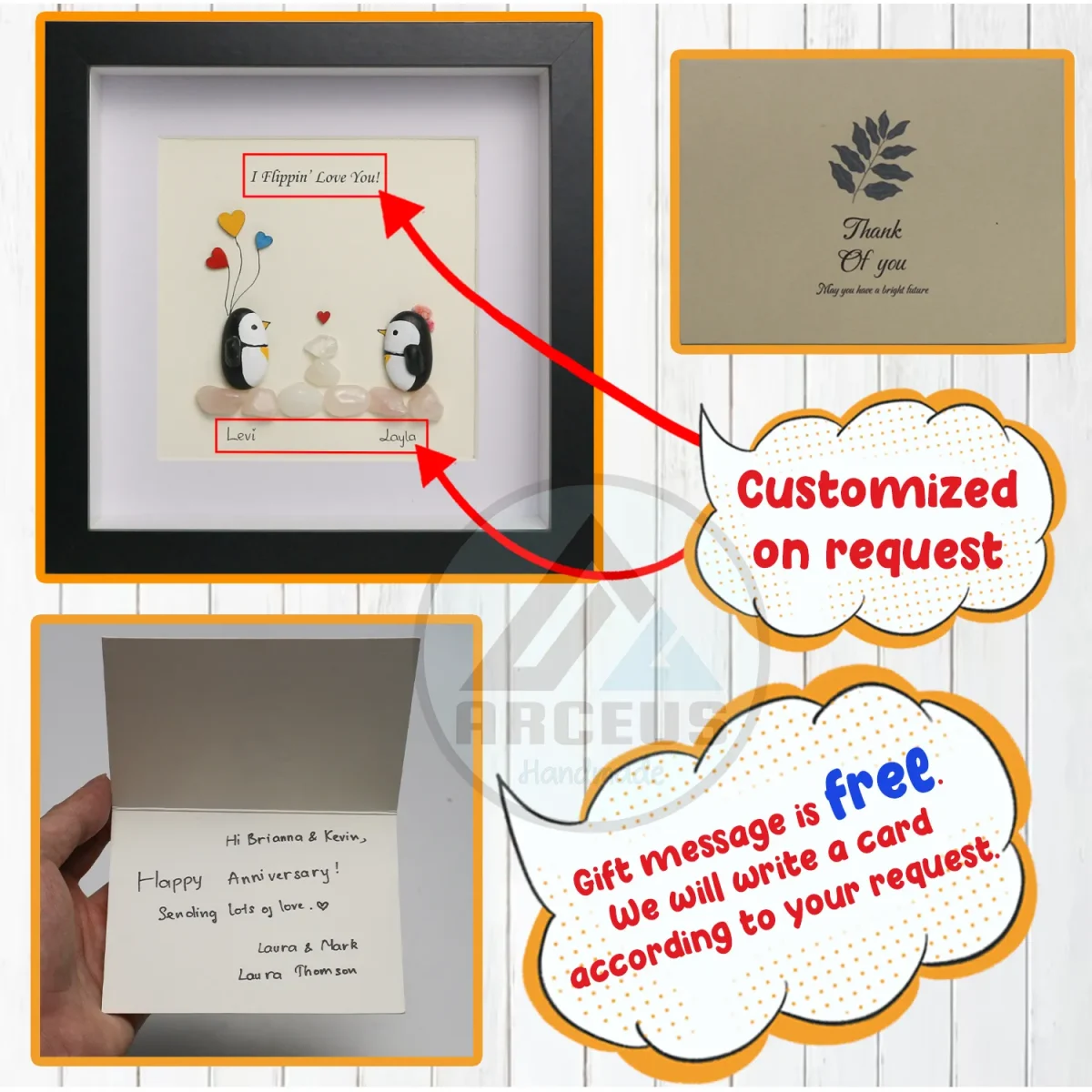 You Are My Penguin Gift, Penguin Love Pebble Art | Penguin Art For Boyfriend, Girlfriend, Husband, Wife Romantic Gift Unique - Image 3