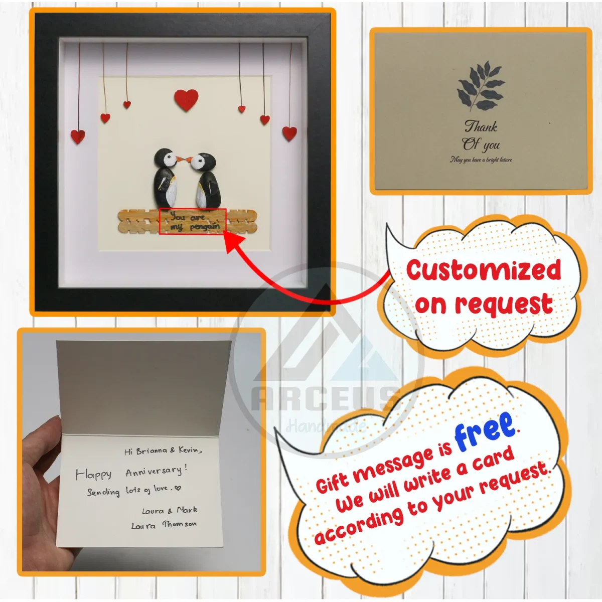 You Are My Penguin Gift, Penguin Love Pebble Art | Penguin Art For Boyfriend, Girlfriend, Husband, Wife Romantic Gift Unique - Image 3