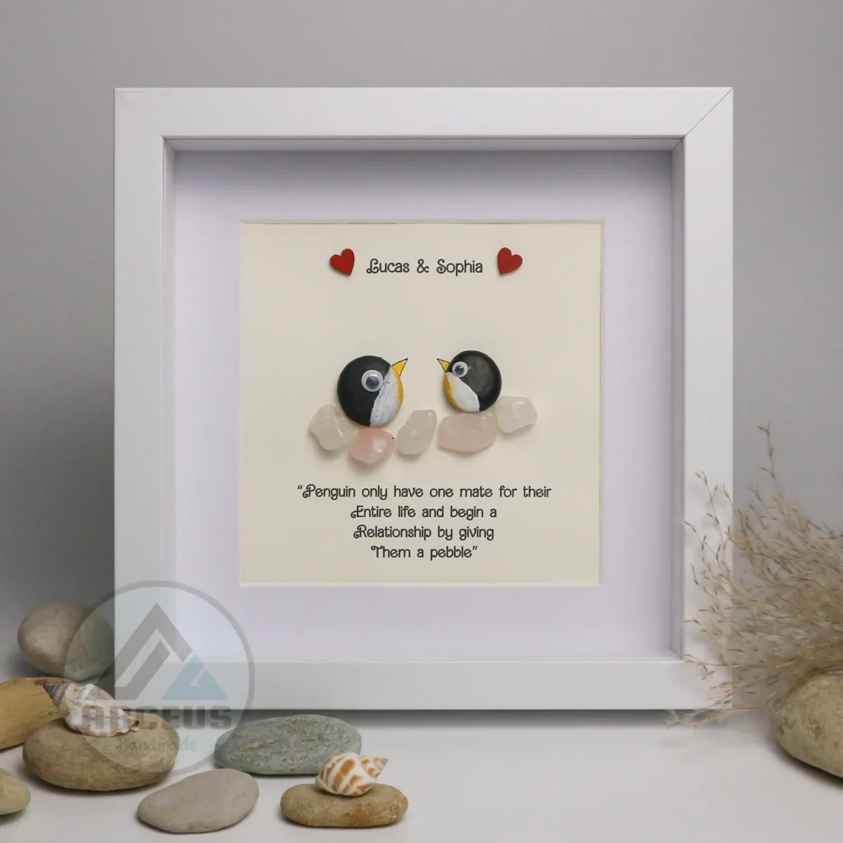 You Are My Penguin Gift, Penguin Love Pebble Art | Penguin Art For Boyfriend, Girlfriend, Husband, Wife Romantic Gift Unique - Image 1