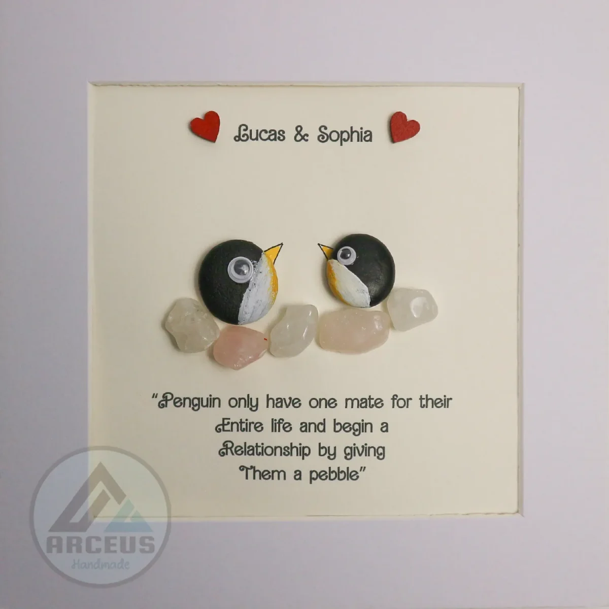 You Are My Penguin Gift, Penguin Love Pebble Art | Penguin Art For Boyfriend, Girlfriend, Husband, Wife Romantic Gift Unique - Image 2