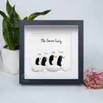 Personalized Penguin Family Pebble Art, Customized Pebble Art, Best Home Gifts, Pebble Art Gift, Pebble Art Family Love, Pebble Art - Image 4