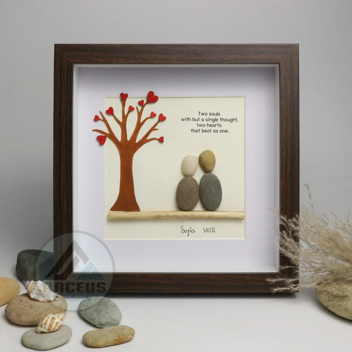 Personalized Couple Pebble Art, Wedding Gift for Couple, Anniversary Gift For Girlfriend / Wife / Husband, Pebble Painting, Pebble Art Gift - Image 4