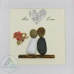 Personalized Couple Pebble Art, Wedding Gift for Couple, Anniversary Gift For Girlfriend / Wife / Husband, Pebble Painting, Pebble Art Gift - Image 2