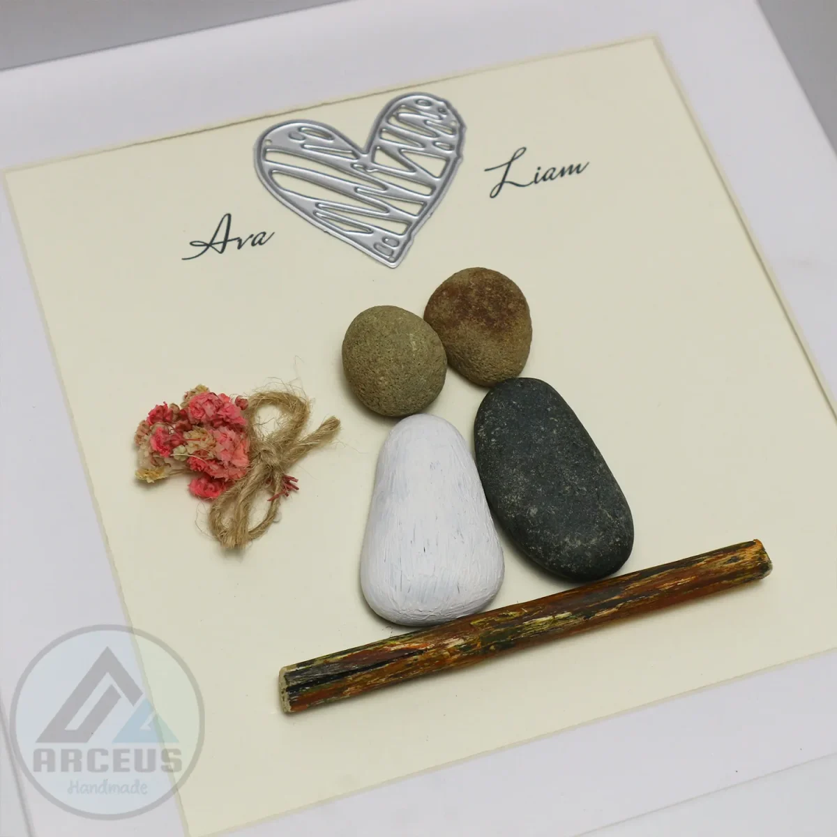 Personalized Couple Pebble Art, Wedding Gift for Couple, Anniversary Gift For Girlfriend / Wife / Husband, Pebble Painting, Pebble Art Gift - Image 3