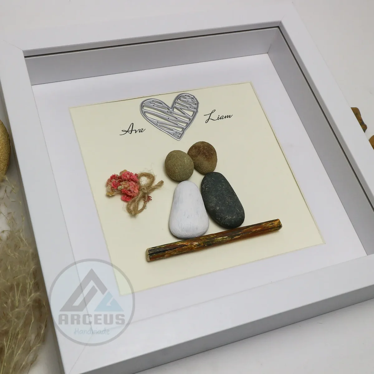 Personalized Couple Pebble Art, Wedding Gift for Couple, Anniversary Gift For Girlfriend / Wife / Husband, Pebble Painting, Pebble Art Gift - Image 4