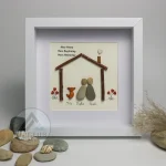 Personalized Family Pebble Art, Family With Pet Pebble Art, Gift for Family, Gift for Friends, New Home Gift Pebble Frame, Pebble Art Gift