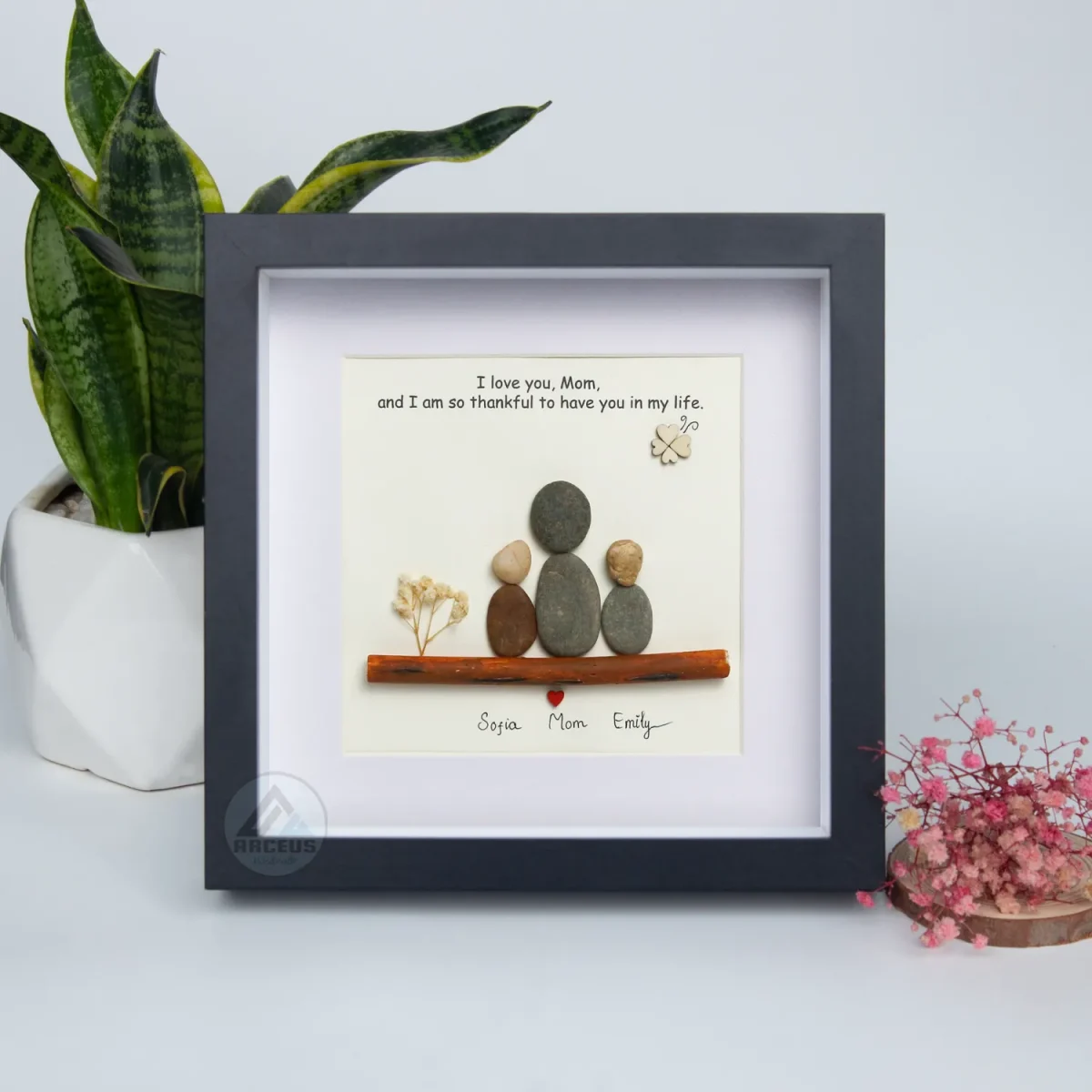 Personalized Mother's Day Gift, Mom Pebble Art, Gift For Mother Day, Mom Pebble Art, Pebble Art Gift For Mom From Daughter, Pebble Painting - Image 2