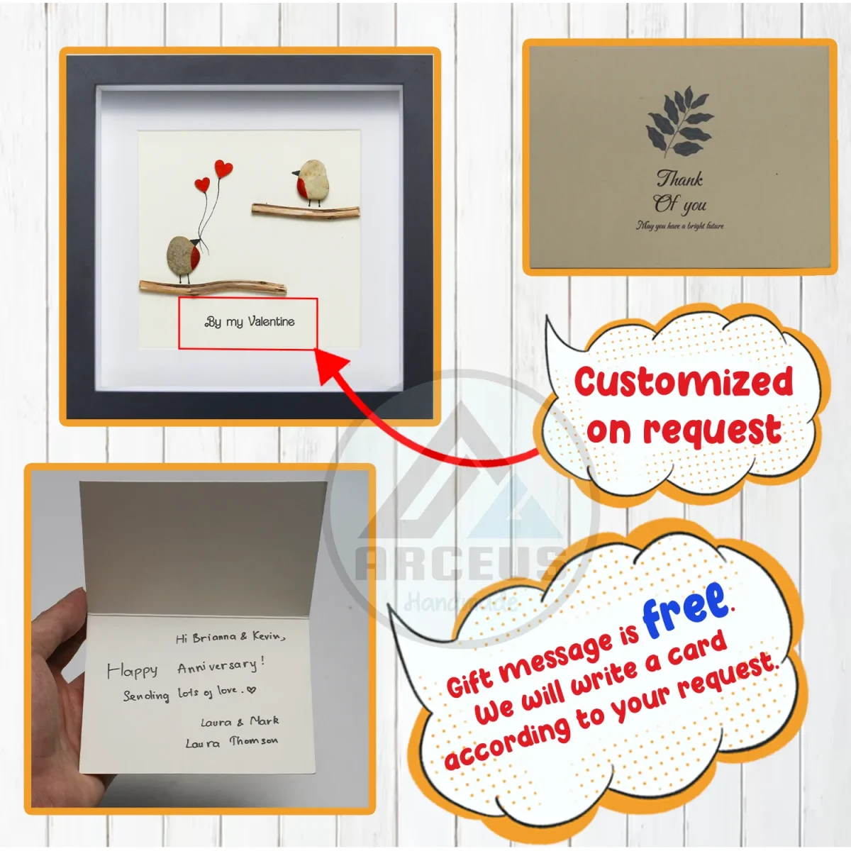 Be My Valentine Gift, Love Birds Pebble Gift, Valentine's Day Pebble Frame, Personalized Valentine's Day Gift, Handmade Pebble Artwork - Image 3