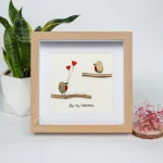 Be My Valentine Gift, Love Birds Pebble Gift, Valentine's Day Pebble Frame, Personalized Valentine's Day Gift, Handmade Pebble Artwork - Image 5