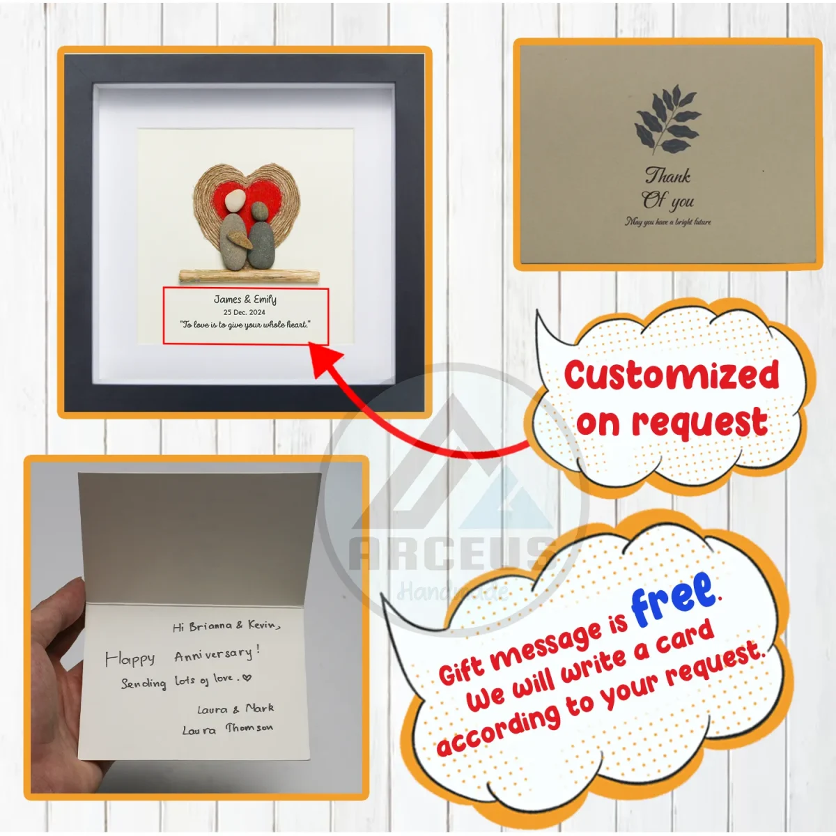 Personalized Couple Pebble Art, Wedding Gift for Couple, Anniversary Gift For Girlfriend / Wife / Husband, Pebble Painting, Pebble Art Gift - Image 3