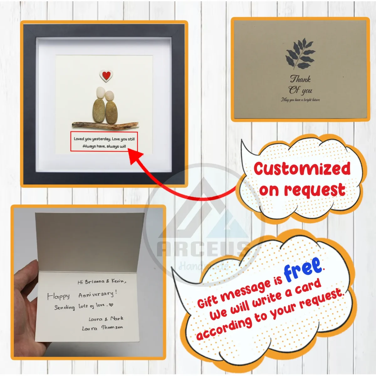 Personalized Couple Pebble Art, Wedding Gift for Couple, Anniversary Gift For Girlfriend / Wife / Husband, Pebble Painting, Pebble Art Gift - Image 3