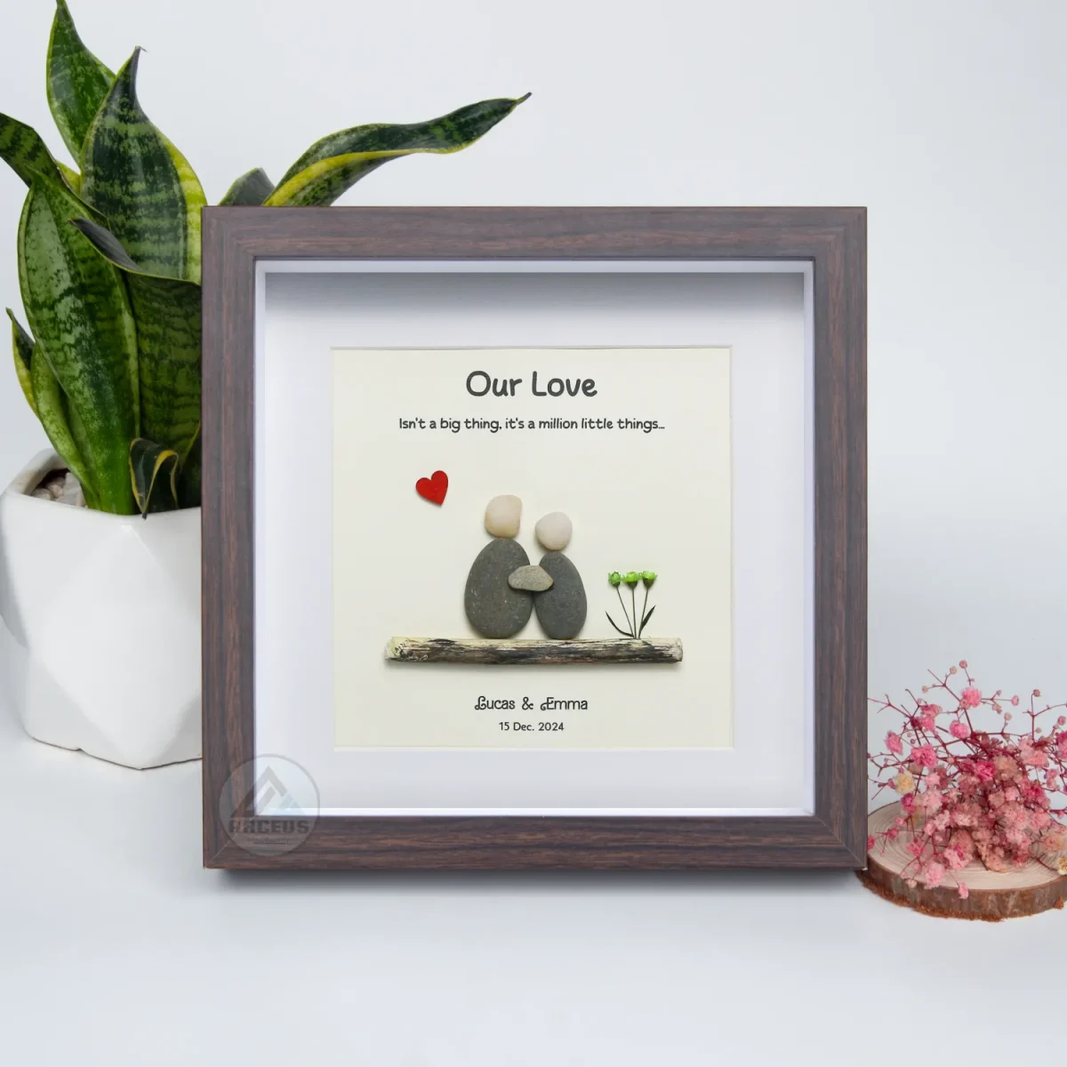 Personalized Couple Pebble Art, Wedding Gift for Couple, Anniversary Gift For Girlfriend / Wife / Husband, Pebble Painting, Pebble Art Gift - Image 5