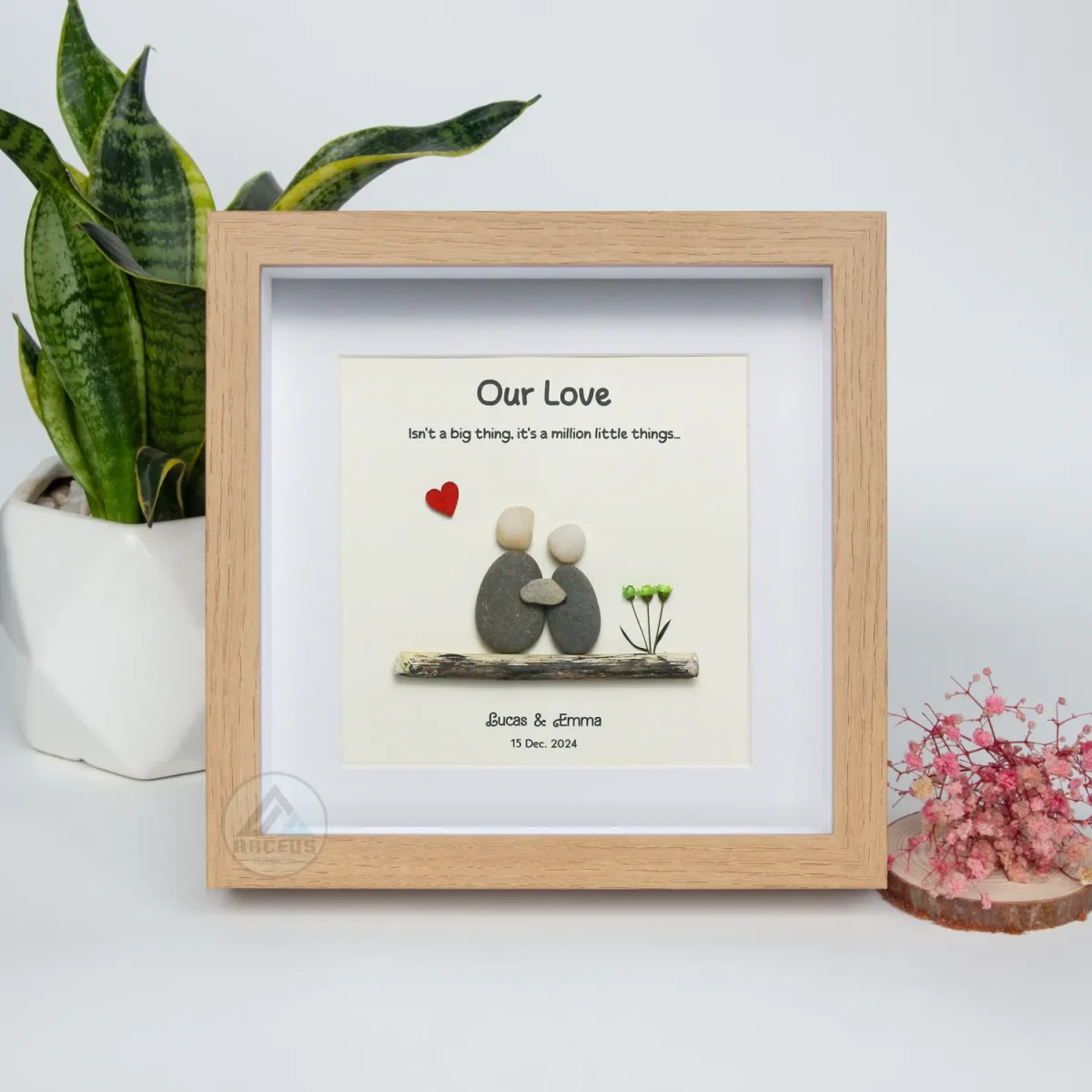 Personalized Couple Pebble Art, Wedding Gift for Couple, Anniversary Gift For Girlfriend / Wife / Husband, Pebble Painting, Pebble Art Gift - Image 6