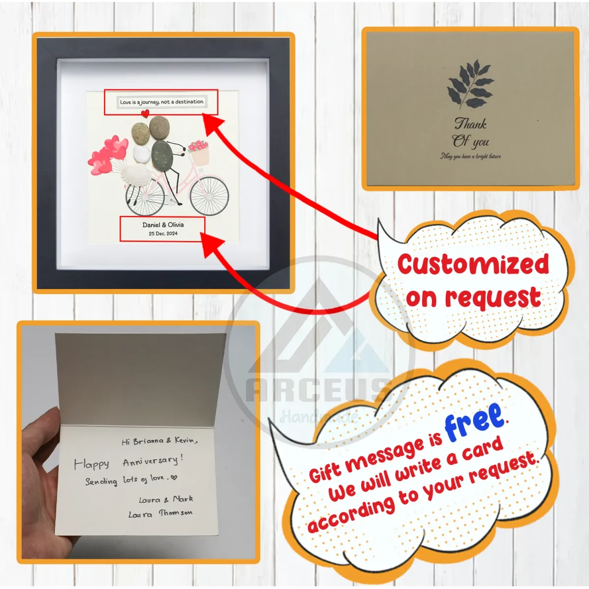 Personalized Couple Pebble Art, Wedding Gift for Couple, Anniversary Gift For Girlfriend / Wife / Husband, Pebble Painting, Pebble Art Gift - Image 3