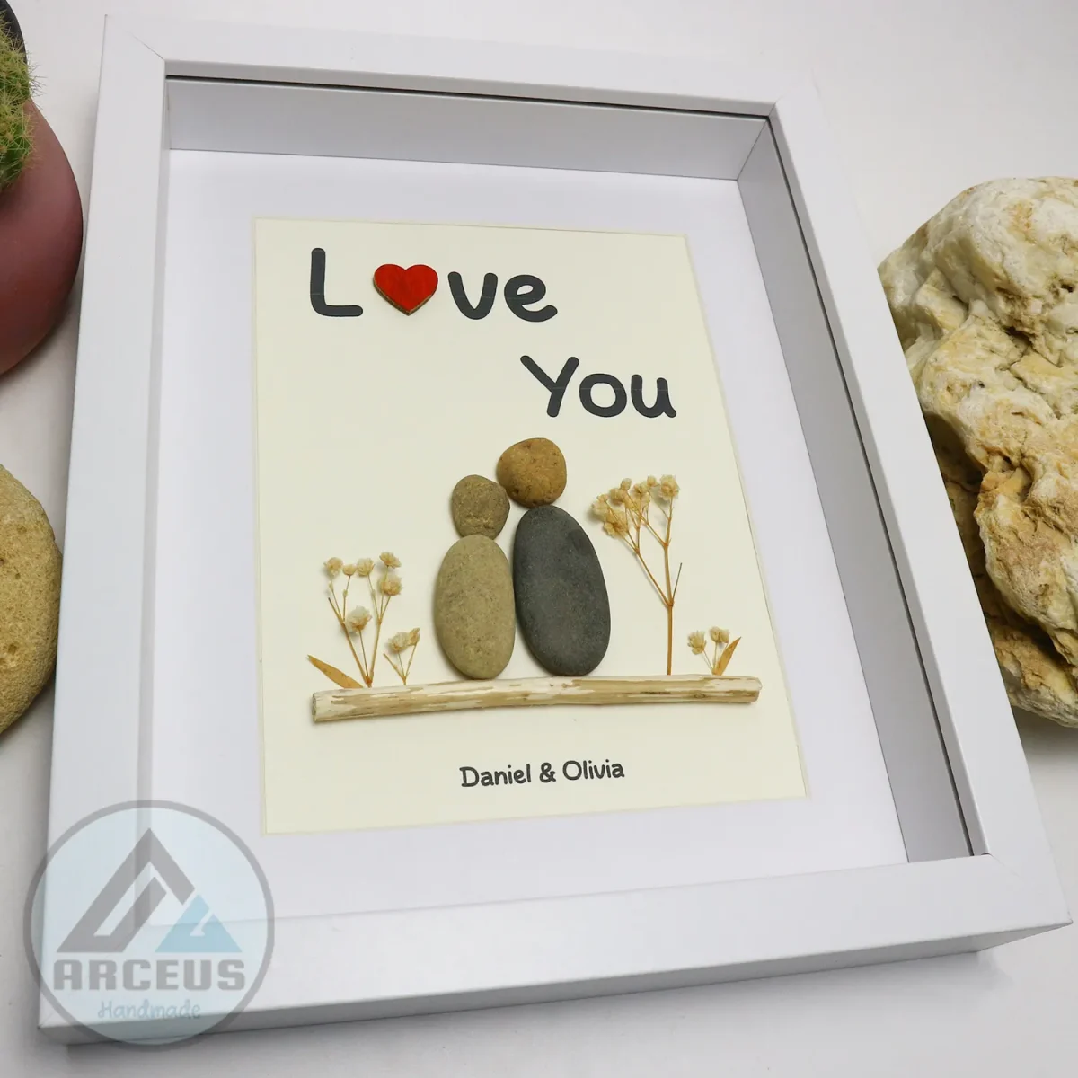 Personalized Couple Pebble Art, Wedding Gift for Couple, Anniversary Gift For Girlfriend / Wife / Husband, Pebble Painting, Pebble Art Gift - Image 7