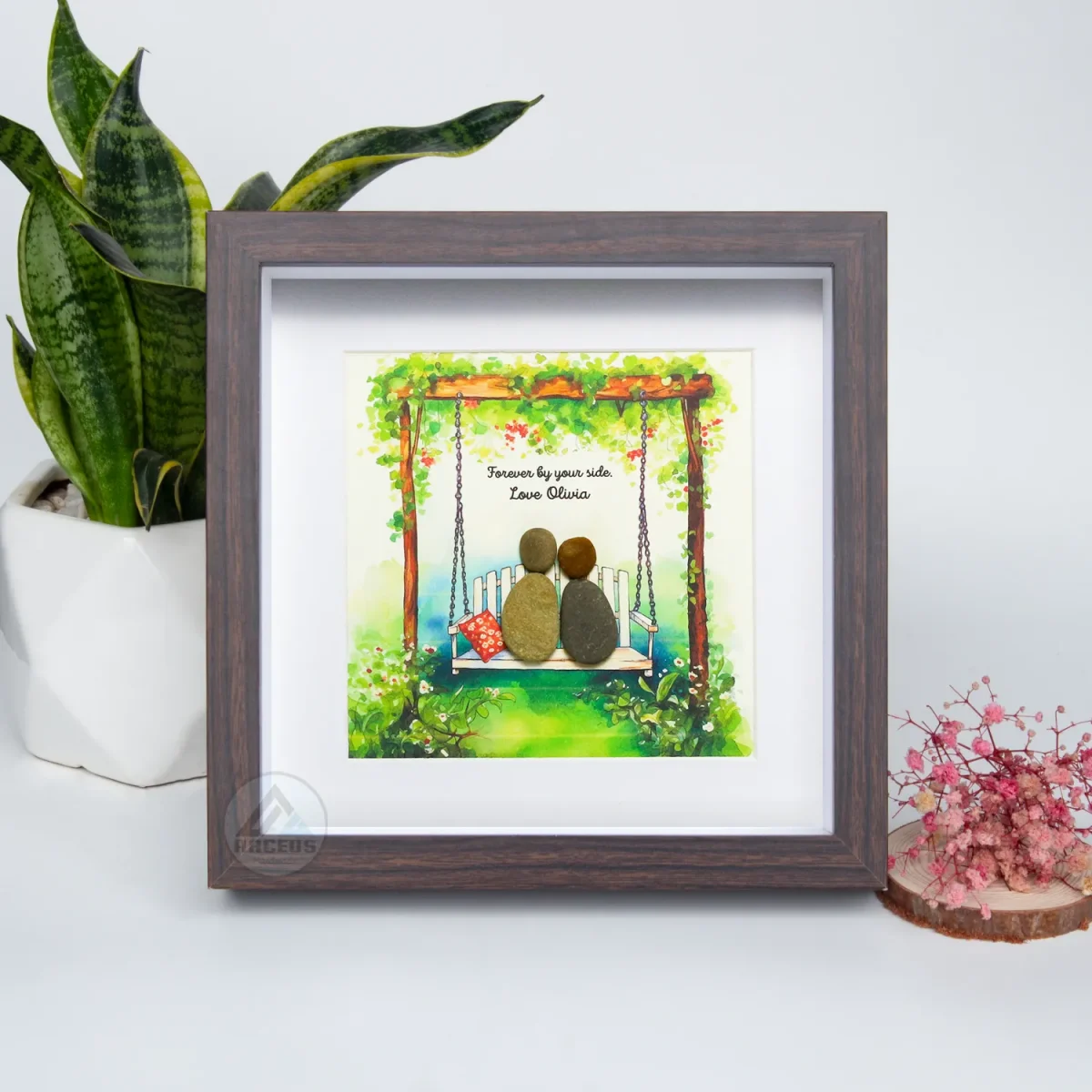 Personalized Couple Pebble Art, Wedding Gift for Couple, Anniversary Gift For Girlfriend / Wife / Husband, Pebble Painting, Pebble Art Gift - Image 4