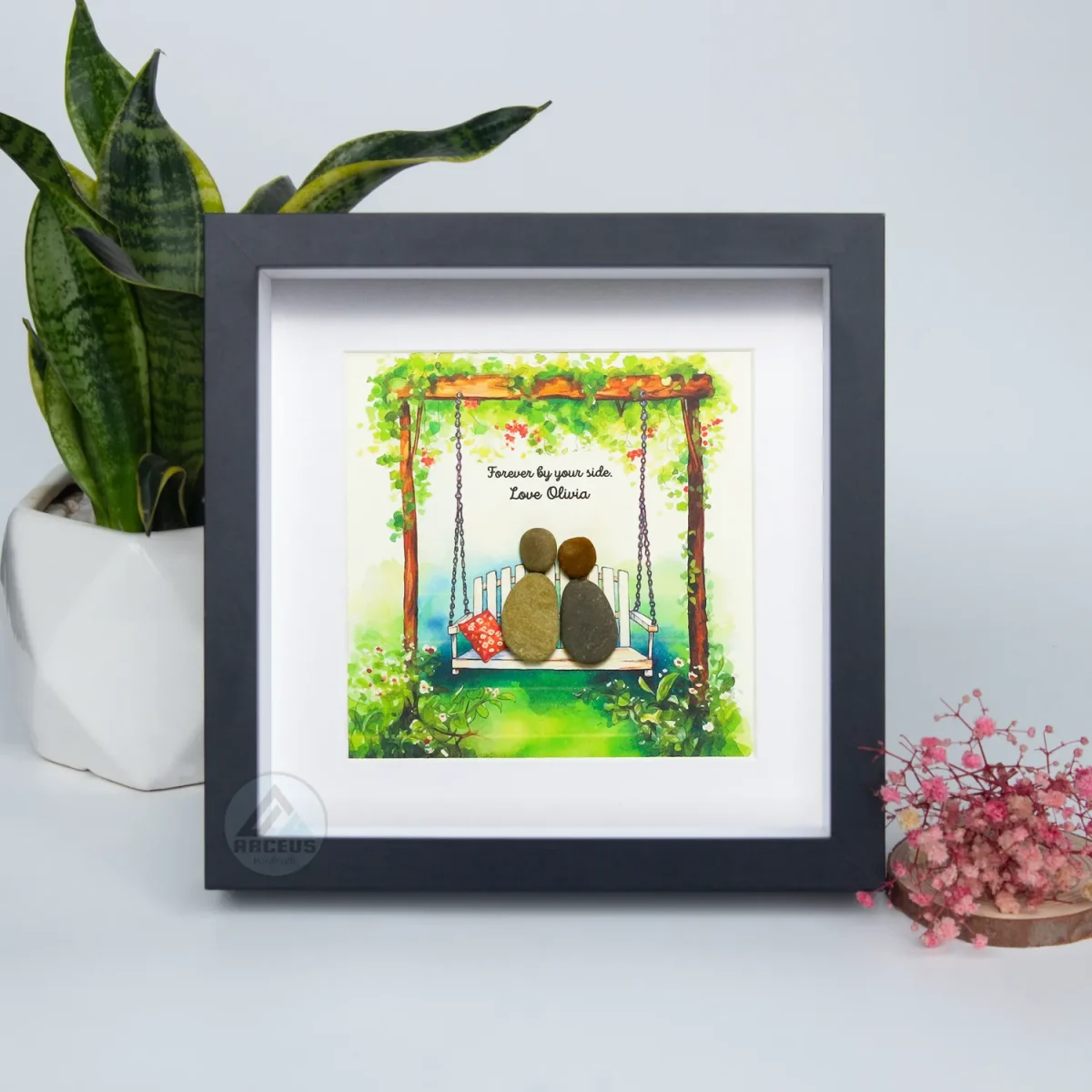 Personalized Couple Pebble Art, Wedding Gift for Couple, Anniversary Gift For Girlfriend / Wife / Husband, Pebble Painting, Pebble Art Gift - Image 2