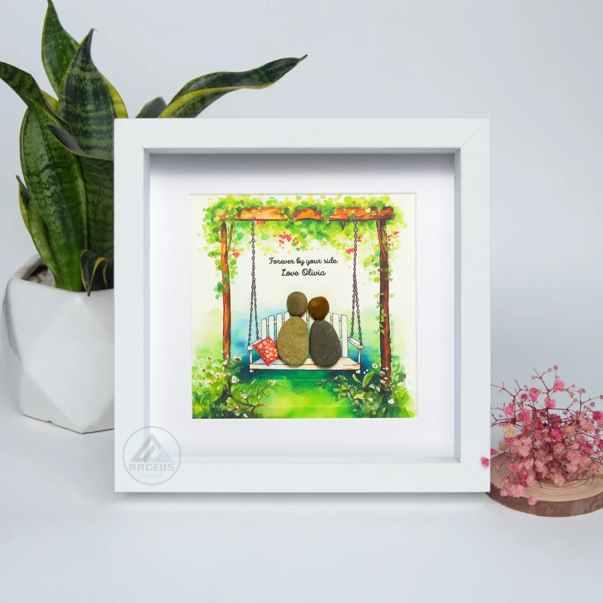 XNJPG AMZ00296-04 Personalized Couple Pebble Art, Wedding Gift for Couple, Anniversary Gift For Girlfriend / Wife / Husband, Pebble Painting, Pebble Art Gift - Image 1