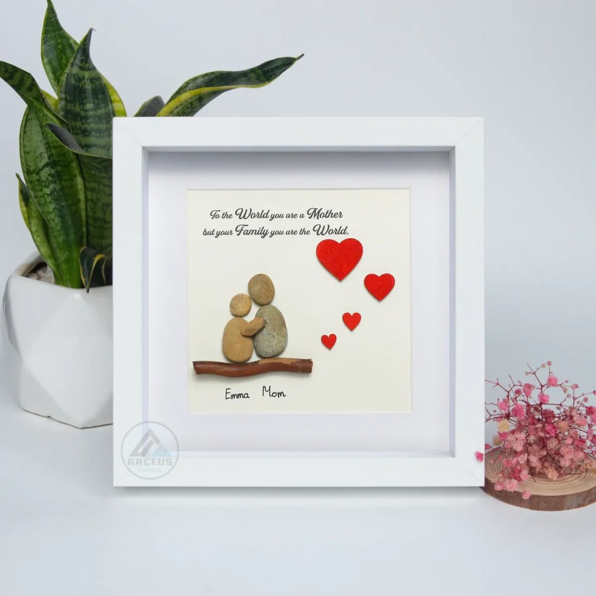 XNJPG AMZ00297-04 Personalized Gift For Mom, Mom Pebble Art, Gift For Mother Day, Mother's Day Gift, Mom Pebble Art, Pebble Art Gift For Mom From Daughter - Image 1