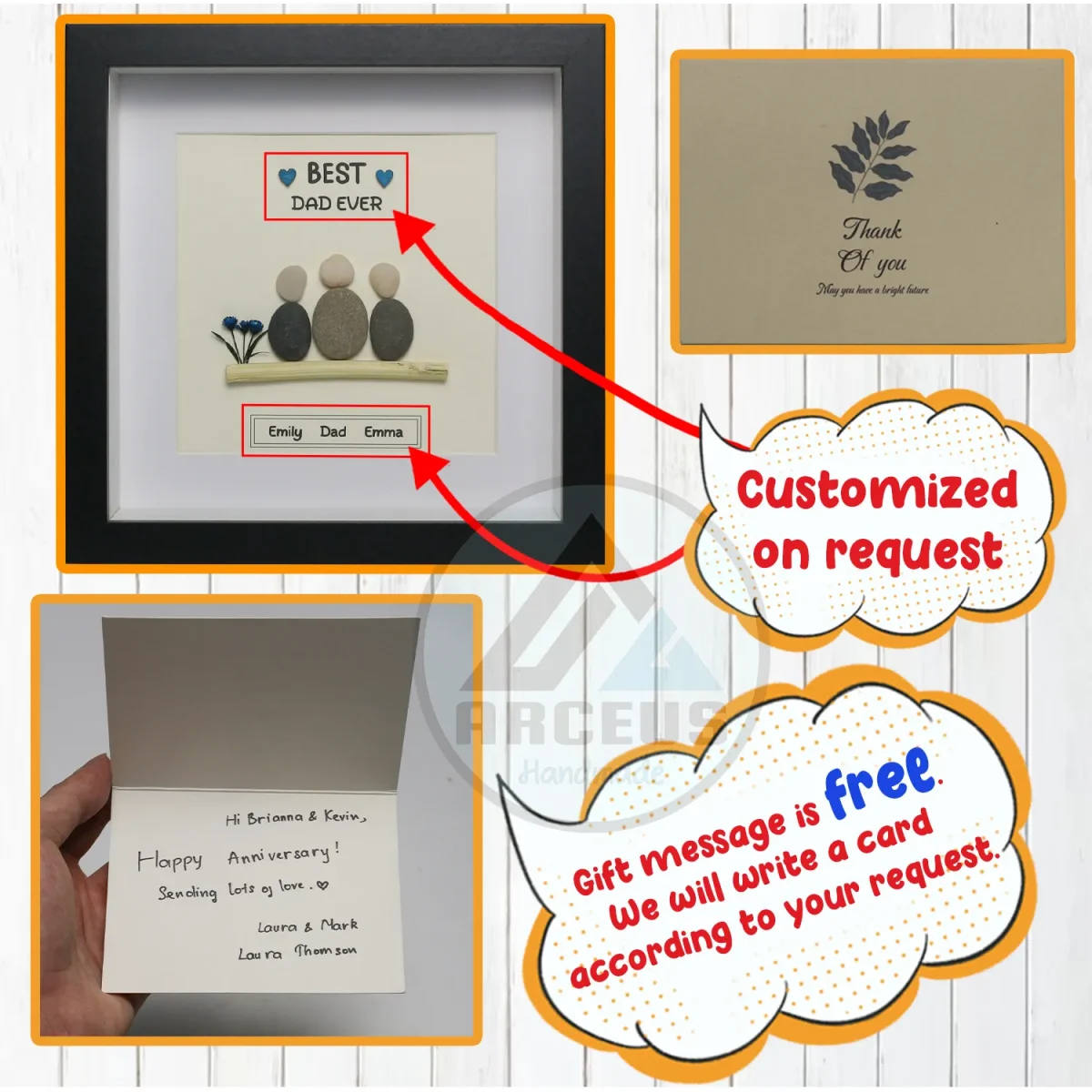 Personalized Father's Day Pebble Art, Unique Birthday Gift for Dad, Dad's Birthday Gift, Pebble Art for Dad, Father's Day Pebble Artwork - Image 4