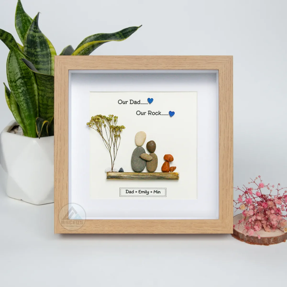 Personalized Father's Day Pebble Art, Unique Birthday Gift for Dad, Dad's Birthday Gift, Pebble Art for Dad, Father's Day Pebble Artwork - Image 1